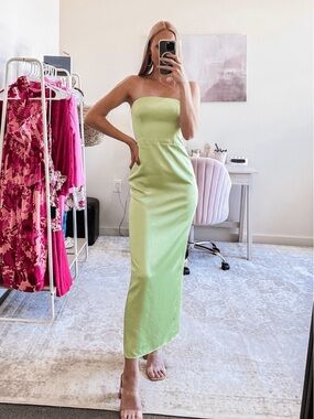 Abercrombie & Fitch Strapless Satin Maxi Dress